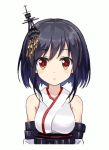  1girl :o ^_^ amagai_tarou animated animated_gif black_hair blinking breasts closed_eyes hair_ornament head_tilt japanese_clothes kantai_collection nontraditional_miko orange_eyes short_hair smile solo ugoira yamashiro_(kantai_collection) 