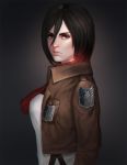  black_hair highres jacket lips mikasa_ackerman qoo_(770611) realistic scarf shingeki_no_kyojin short_hair 