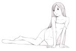  1girl long_hair monochrome original sketch solo thigh-highs traditional_media yoshitomi_akihito 
