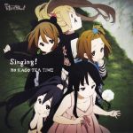  5girls akiyama_mio album_cover black_eyes black_hair blonde_hair blue_eyes brown_eyes brown_hair cover earrings flower hair_ornament hairclip hands_on_own_cheeks hands_on_own_face highres hirasawa_yui hokago_tea_time hoodie jewelry k-on! k-on!_movie kotobuki_tsumugi long_hair multiple_girls nakano_azusa official_art ponytail rose scan short_hair singing! tainaka_ritsu white_rose 