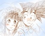  bangs blunt_bangs blush chichi couple dragon_ball husband_and_wife lowres payot sketch son_gokuu veil wedding younger yukimitsuki 