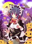  1girl animal_ears black_hair bow cat_ears cat_tail hairband halloween jack-o&#039;-lantern lolita_hairband official_art otome_wa_boku_ni_koishiteru otome_wa_boku_ni_koishiteru_futari_no_elder pantyhose paw_pose shiwasu_horio short_hair solo tagme tail violet_eyes watarai_fumi 