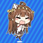  1girl :d ahoge animated animated_gif bandaid blush blush_stickers boots brown_hair chibi closed_eyes dansa detached_sleeves double_bun hair_ornament hairband headgear japanese_clothes kantai_collection kongou_(kantai_collection) long_hair lowres open_mouth running skirt smile solo tagme tears thigh-highs thigh_boots torn_clothes ugoira wavy_mouth wide_sleeves zettai_ryouiki 