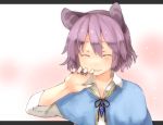  1girl akagashi_hagane animal_ears capelet closed_eyes face gradient gradient_background grey_hair jewelry laughing long_sleeves mouse_ears nazrin necklace parted_lips shirt short_hair simple_background smile solo touhou 