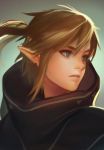  blonde_hair blue_eyes cape earrings hood jewelry link long_hair mmimmemm nintendo pointy_ears ponytail the_legend_of_zelda zelda_wii_u 