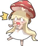  /\/\/\ 1girl antlers blonde_hair blush_stickers chibi dress green_eyes hotaru_(htol#niq) htol#niq:_hotaru_no_nikki long_hair mushroom mushroomized 