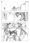  absurdres comic desk female_admiral_(kantai_collection) fumotewi highres kantai_collection monochrome musashi_(kantai_collection) traditional_media translation_request 