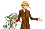  1boy 1girl artist_request blonde_hair cheadle_yorkshire green_hair hat hunter_x_hunter long_hair pariston_hill short_hair simple_background source_request tagme white_background 