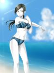  1girl bikini black_hair brown_eyes highres long_hair ponytail swimsuit white_skin wii_fit wii_fit_trainer yuino_(fancy_party) 