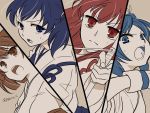  4girls akagi_(kantai_collection) bow_(weapon) face gloves hiryuu_(kantai_collection) japanese_clothes kaga_(kantai_collection) kantai_collection long_hair multiple_girls multiple_monochrome open_mouth r-king short_hair side_ponytail souryuu_asuka_langley twitter_username weapon 