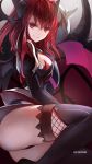  1girl artist_name ass black_legwear breasts elsword head_wings looking_at_viewer red_eyes redhead smile solo swd3e2 thigh-highs thighs 