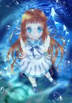  1girl blue_eyes brown_hair fish highres long_hair momosaka_tamakichi mukaido_manaka nagi_no_asukara sailor_dress school_uniform serafuku standing underwater 