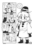  2girls 4koma comic drooling food hat highres japanese_clothes kariginu macaron monochrome mononobe_no_futo multiple_girls omurice rodney slapping soga_no_tojiko sparkling_eyes tate_eboshi tearing_up touhou 