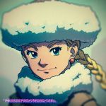  1girl anna_(street_fighter) blonde_hair blue_eyes braid earrings face fur_collar fur_hat hat jewelry npc robert_porter smile solo street_fighter street_fighter_iii street_fighter_iii:_3rd_strike twin_braids ushanka watermark web_address 