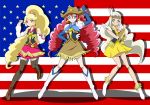  3girls blonde_hair blonde_haired_cure_(bomber_girls_precure)_(happinesscharge_precure!) blue_eyes boots detached_sleeves drill_hair earrings eyelashes green_eyes grey_hair grey_haired_cure_(bomber_girls_precure)_(happinesscharge_precure!) happinesscharge_precure! happy hat jewelry looking_at_viewer magical_girl moritakusan multiple_girls orange_eyes ponytail precure red_haired_cure_(bomber_girls_precure)_(happinesscharge_precure!) redhead shirt skirt smile standing thigh-highs thighs twintails vest wrist_cuffs 