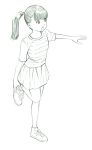  1girl monochrome original short_hair sketch skirt solo traditional_media twintails yoshitomi_akihito 