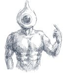  highres monochrome muscle scp-131 scp_foundation seneo skecth solo topless 