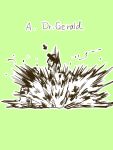  1boy character_name directional_arrow explosion gerald_(scp) green_background scp-666-j scp_foundation seneo simple_background solo 