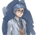  1boy blue_eyes blue_hair glasses iceberg_(scp) labcoat male necktie scp_foundation seneo slo 