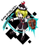  1girl blonde_hair byourou character_name hat instrument lunasa_prismriver short_hair simple_background solo touhou violin white_background yellow_eyes 