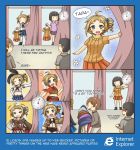  0_0 2boys 2girls 4koma :&gt; :q ;q =&gt; ahoge aizawa_inori alternate_costume assassin&#039;s_creed bangs belt black_hair blue_eyes blunt_bangs brown_hair coat comic commentary cosplay curtains drill_hair elbow_gloves english fingerless_gloves flower gloves grin hair_ornament hands_on_hips internet_explorer kantai_collection midriff miniskirt multiple_boys multiple_girls navel o_o one_eye_closed open_mouth os-tan parted_lips personification pleated_skirt scarf side_ponytail skirt smile star stopwatch tagme thigh-highs tongue tongue_out watch white_legwear zettai_ryouiki |_| 