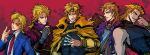  5boys blonde_hair dio_brando hideki jojo_no_kimyou_na_bouken multiple_boys multiple_persona red_eyes 