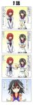  2girls 4koma black_hair closed_eyes comic crossed_arms highres horikawa_raiko horns kijin_seija multicolored_hair multiple_girls open_mouth rappa_(rappaya) red_eyes redhead silver_hair smile streaked_hair touhou translation_request 