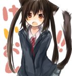  1girl animal_ears blush cat_ears cat_tail k-on! kemonomimi_mode long_hair nakano_azusa omelette_(chako3) open_mouth school_uniform skirt solo tail 