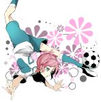  1girl ball blue_eyes braid inazuma_eleven_(series) inazuma_eleven_go inazuma_eleven_go_galaxy nozaki_sakura pink_hair shinsei_inazuma_japan soccer_ball soccer_uniform solo sportswear telstar white_background 