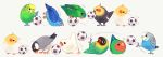  ball bird bird_request cockatiel era_(traveling_bird) java_sparrow no_humans original parakeet simple_background soccer_ball telstar 