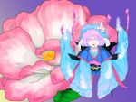  flower hat hitodama lipstick mago_(gengennikoniko) makeup mob_cap pink_eyes pink_hair ribbon saigyouji_yuyuko short_hair sleeves_past_wrists smile touhou triangular_headpiece wide_sleeves 