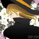  1girl blonde_hair cloak flower green_eyes hat misima1029 no_outlines scp-239 scp_foundation solo witch_hat 