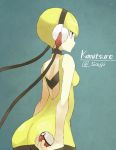  bare_back bare_shoulders blonde_hair blue_eyes headphones kamitsure_(pokemon) poke_ball pokemon souji 