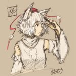  inubashiri_momiji maruhachi_(maruhachi_record) shading_eyes sketch solo touhou 