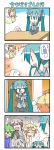  4koma 6+girls aqua_hair bare_shoulders blonde_hair bottle chemise chibi_miku comic detached_sleeves dog green_hair hair_ornament hairclip hamo_(dog) hatsune_miku kagamine_rin long_hair megurine_luka minami_(colorful_palette) multiple_girls pink_hair silver_hair smile sweat table translation_request twintails very_long_hair vocaloid yowane_haku yowaneko |_| 