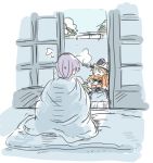  2girls hat hieda_no_akyuu kirisame_marisa mittens multiple_girls ponke purple_hair scarf snow snowman surprised touhou witch_hat 