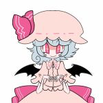  1girl animated animated_gif bat_wings blinking blue_hair blush blush_stickers bow bust collared_shirt dress emofuri happy hat hat_ribbon head_tilt hijiri_(xxhizirixx) large_bow looking_at_viewer looking_to_the_side lowres mob_cap open_mouth pink_dress pink_shirt puffy_short_sleeves puffy_sleeves red_eyes remilia_scarlet ribbon ribbon_trim sharp_teeth shirt short_hair short_sleeves simple_background skirt smile solo touhou ugoira white_background wings wrist_cuffs 