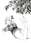  absurdres barefoot fang hair_ornament hairclip highres lying monochrome on_stomach panties rumia sawamin sketch smile tanabata underwear 