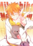  1boy character_name free! ibuki_hasu mikoshiba_momotarou one_eye_closed orange_hair otter sea_otter short_hair smile v 