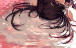  1girl asahina_hiyori black_hair kagerou_project lying out_of_frame petals sakekasu solo tagme twintails 