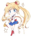  1girl akaki_aoki bishoujo_senshi_sailor_moon blonde_hair blue_eyes boots chibi choker double_bun elbow_gloves gloves hair_bun long_hair looking_at_viewer magical_girl pleated_skirt sailor_moon school_uniform serafuku skirt smile solo tagme translation_request tsuki_ni_kawatte_oshioki_yo tsukino_usagi twintails 