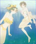  2girls bikini bikini_skirt bishoujo_senshi_sailor_moon blue_eyes blue_hair frilled_bikini frills green_eyes green_hair kaiou_michiru mizuno_ami multiple_girls ponytail shamko short_hair swimsuit underwater 