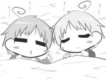  1boy 1girl :3 ahoge baby blush_stickers character_request closed_eyes drooling gomasamune monochrome original sleeping tagme translation_request triangle_mouth 