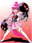 boots bow cure_lovely earrings gloves happinesscharge_precure! high_heels highres jewelry pink_eyes pink_hair precure puffy_sleeves saiark tears thigh-highs thigh_boots yamano_takashi 