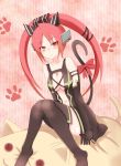  artist_request blush breasts cat cat_tail cosmic_break mecha_musume mialy plush red_eyes redhead revealing_clothes ribbon tail twintails 