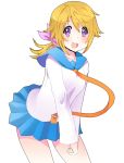  1girl blonde_hair charlotte_dunois colorfag cosplay drawfag hair_ribbon hanazawa_kana heart heart-shaped_pupils infinite_stratos long_hair nisekoi onodera_kosaki ribbon school_uniform seiyuu_connection serafuku solo symbol-shaped_pupils violet_eyes white_background 