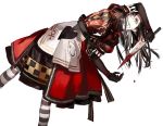  alice:_madness_returns alice_(wonderland) apron black_hair blade blood dress gloves long_hair solo starshadowmagician striped striped_legwear yellow_eyes 