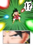  1boy baggy_pants black_hair boots bracelet broly crossover danmaku dragon_ball dragon_ball_z earrings highres jewelry long_hair muscle necklace ohoho touhou 