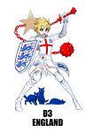  1girl 2014_fifa_world_cup absurdres daibajoujisan england highres mace original shield simple_background solo weapon white_background world_cup 