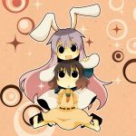  barefoot black_eyes bunny_ears carrot chibi inaba_tewi misaki rabbit_ears reisen_udongein_inaba touhou 